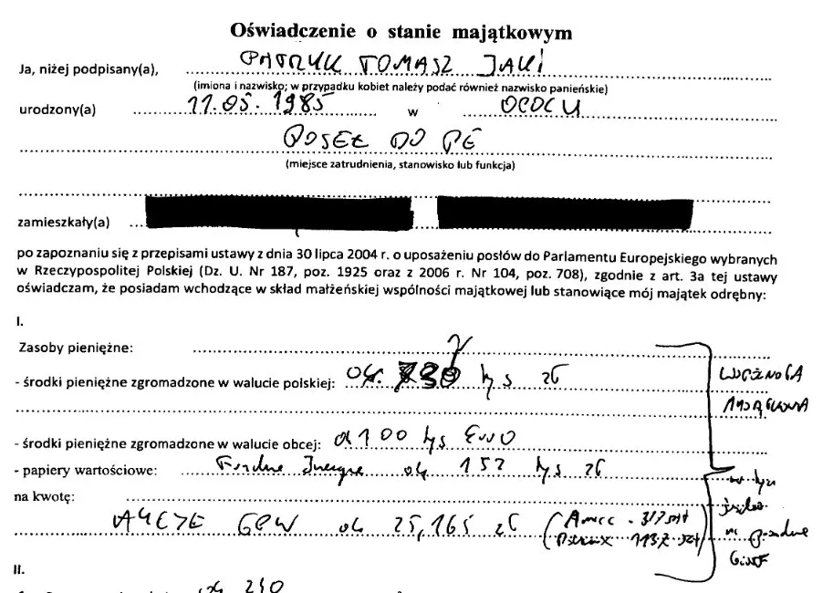 Oświadczenie majątkowe Patryka Jakiego z 2024