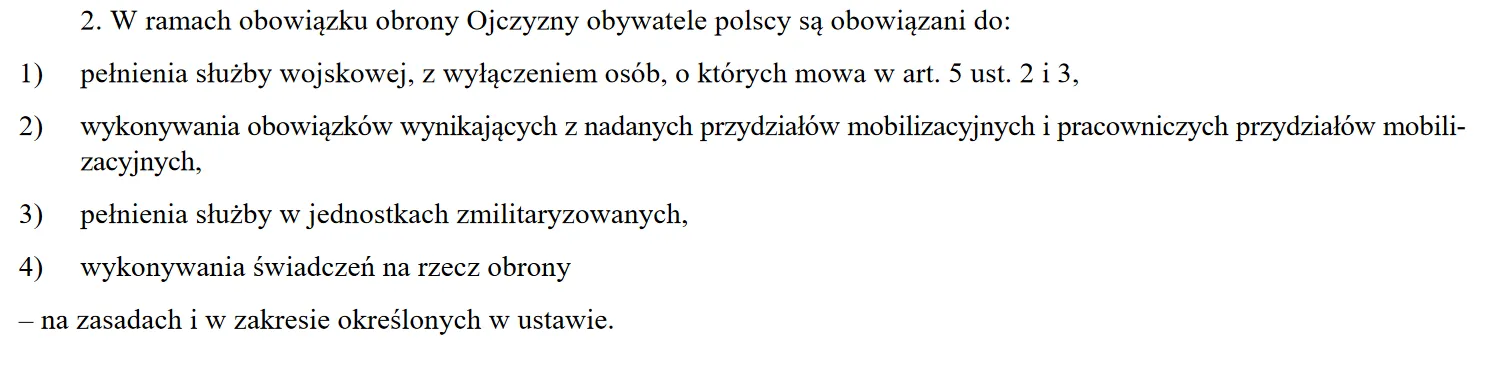 Art. 3 ust. 2 Ustawy o Obronie Ojczyzny - przykład poprawnego, zgodnego z ZTP wyliczenia i części wspólnej